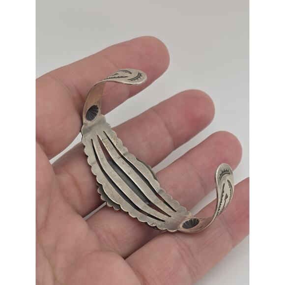 VINTAGE FRED HARVEY NATIVE AMERICAN TURQUOISE CUFF BRACELET - Picture 11 of 16